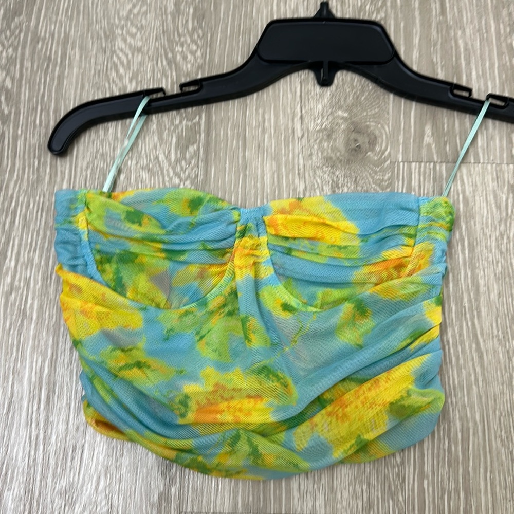 Zara floral corset tube top